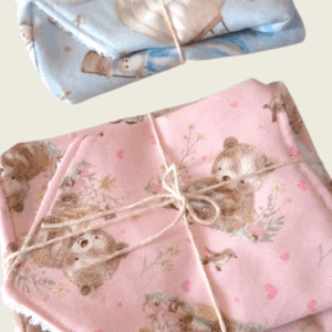 Set Babero bandana + cesto mini: Ositos rosa